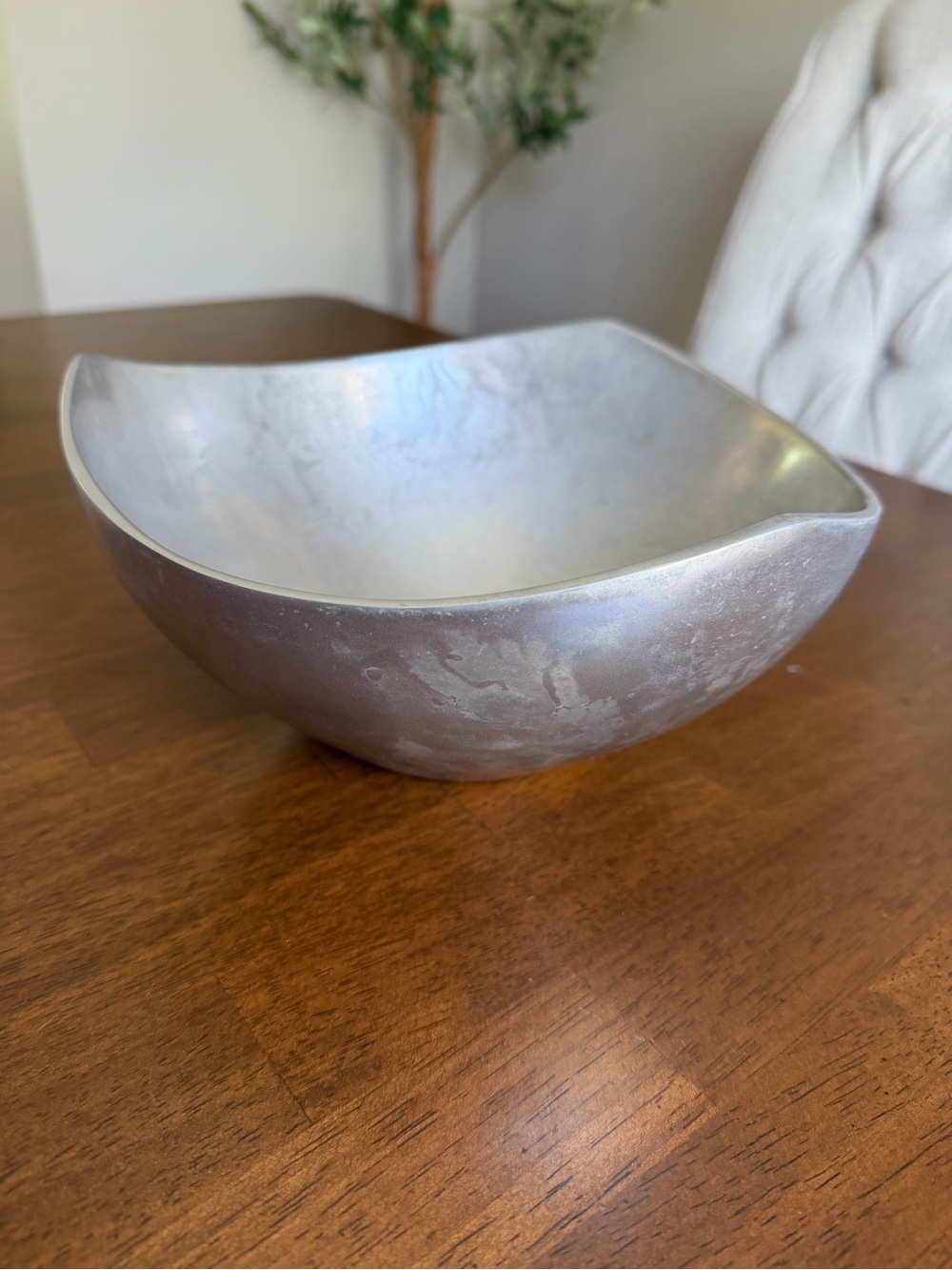 Modern Wavy Rim Silver Metal
Decorative Bowl